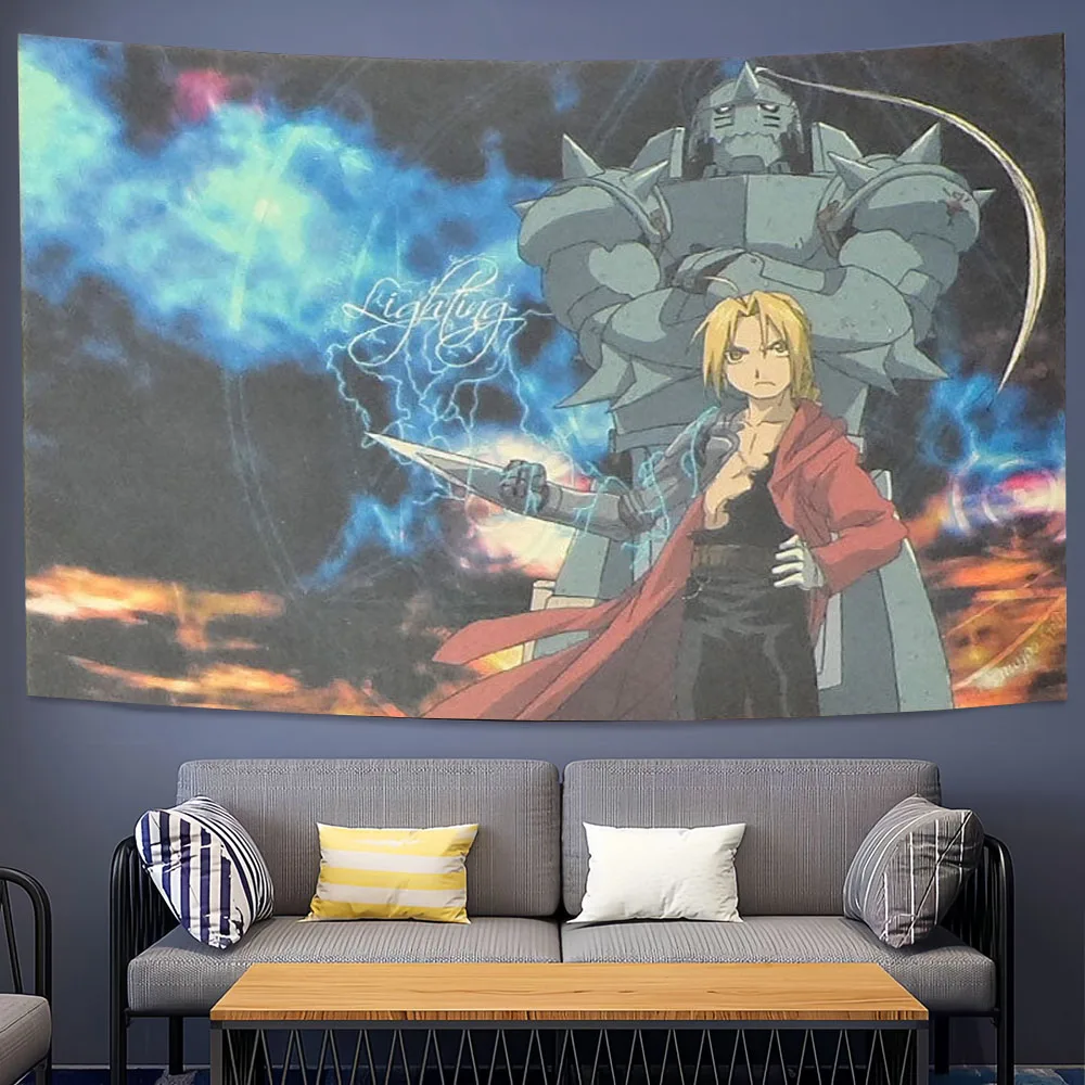 New Anime F-Fullmetal Alchemist Poster Print Tapestry Hippie Vintage Wall Hanging Bedroom Wall Atmosphere Decor Background Cloth