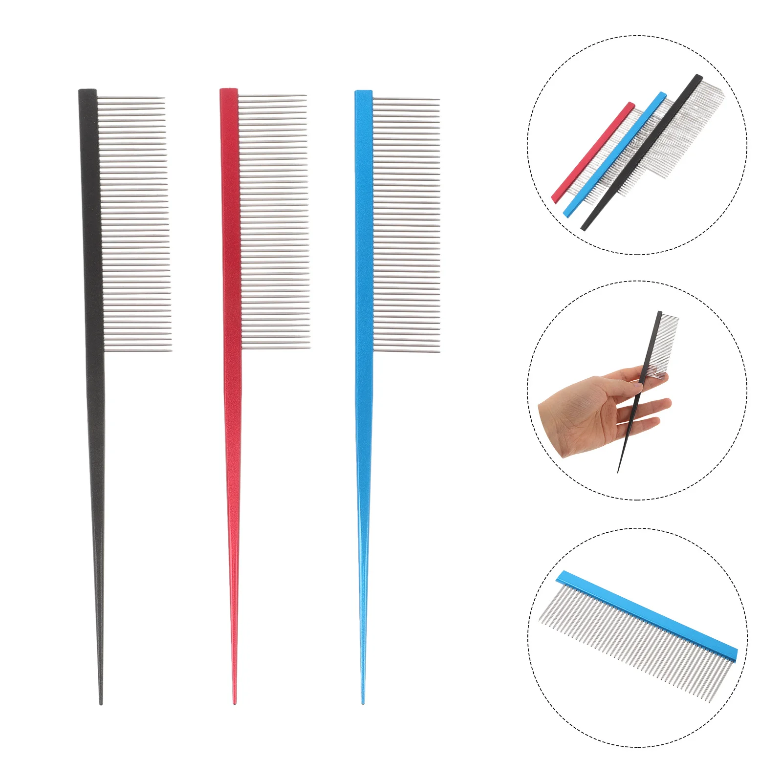 

3Pcs Pet Grooming Comb Stainless Steel Fine Tooth Hair Removal Tool for Dogs Cats Shedding Detangling Precision Styling