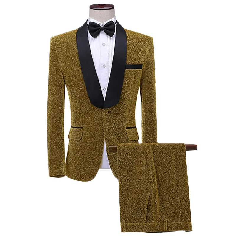 

Модный мужской костюм для свадебной вечеринки, комплект из 2 предметов, красный, модные певицы, ведущие, сценические выступления, роскошные пиджаки и брюки