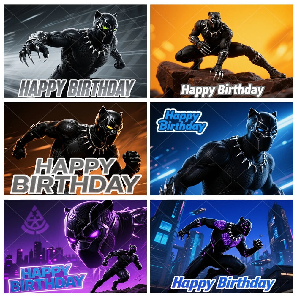 

Marvel Black Panther Party Backdrop Superhero Kids Birthday Decoration Custom Background Photo Studio Photography Cartoon Props