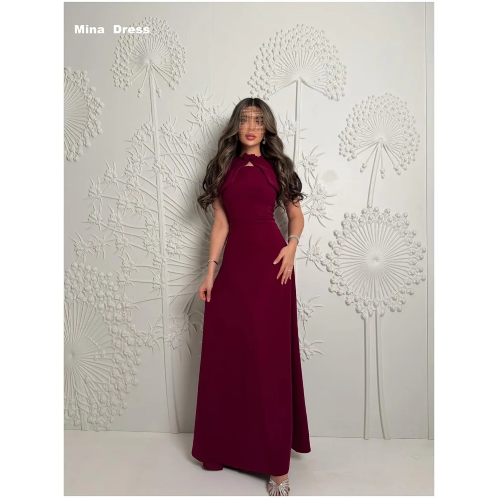 Mina Maßgeschneidertes Burgunderrotes Blumen-Schleifenkleid Fishtail Damen Abendkleid Ballkleider 2026 Luxus Partykleid Elegante Damenkleider
