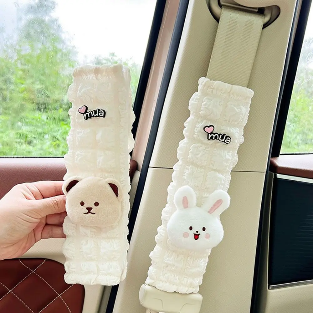 Polyester fiber Car Belt Shoulder Cover Cartoon Bear Rabbit Car Decorative Protective Cover Car Accessories