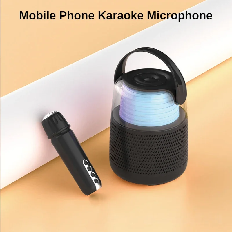 Mini Karaoke Voice Amplifier Megaphone Radio Family Machine KTV Microphone Audio LED Light Portable Desktop Karaokes Best Seller