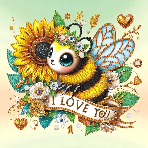 DIY Bee and flowers 5D Special Shape Diamond Art Kits for Beginners,Diamond Art Painting Kits for Home Wall Decoration Gift