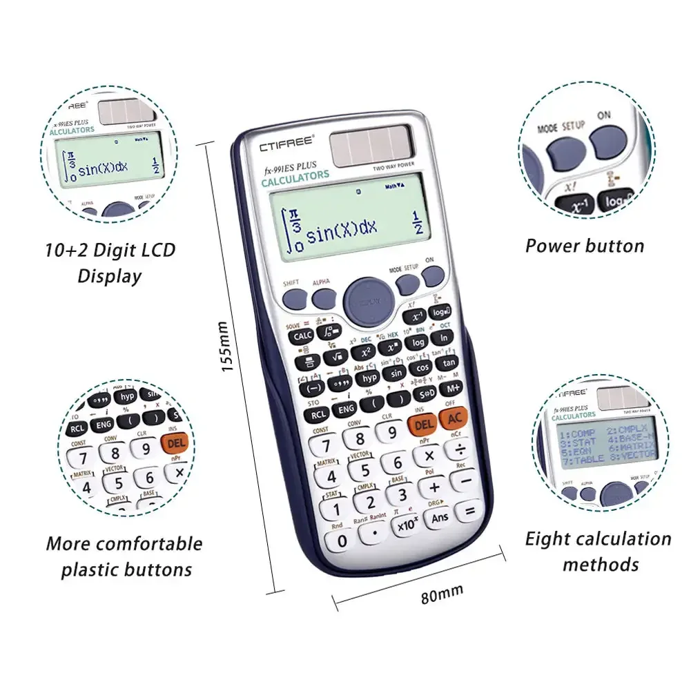 Calculator for 991ES-PLUS Original Scientific Calculator 417 Functions for High School University Students Office Coin Battery