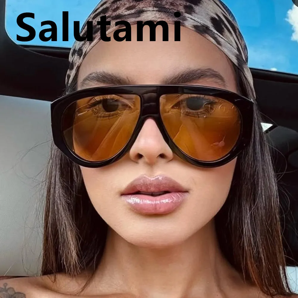 new fashion sunglasses for owmen men vintage oversized oval green brown gradient sun glasses ladies trendy elegant shades uv400