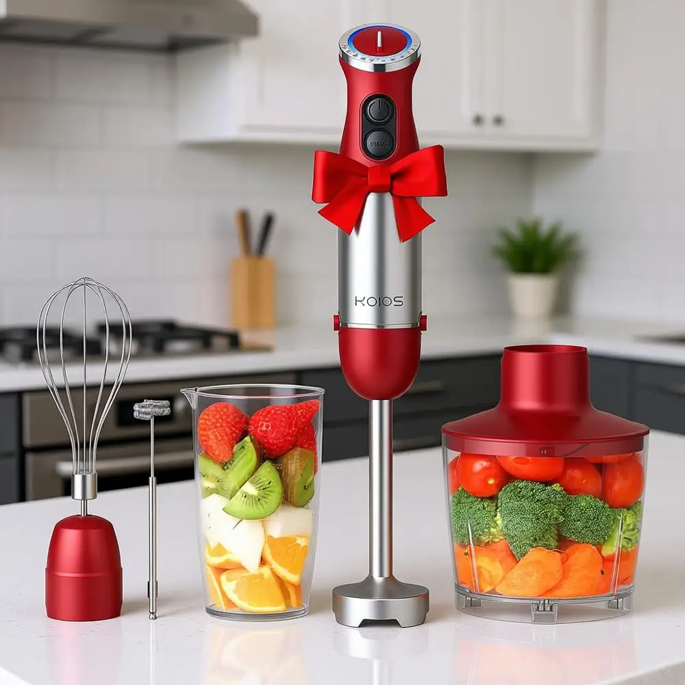 

Погружной блендер, 1000 Вт, 12 скоростей, медный двигатель, лезвие из нержавеющей стали, стакан 600 мл, измельчитель 500 мл, венчик, вспениватель молока, N