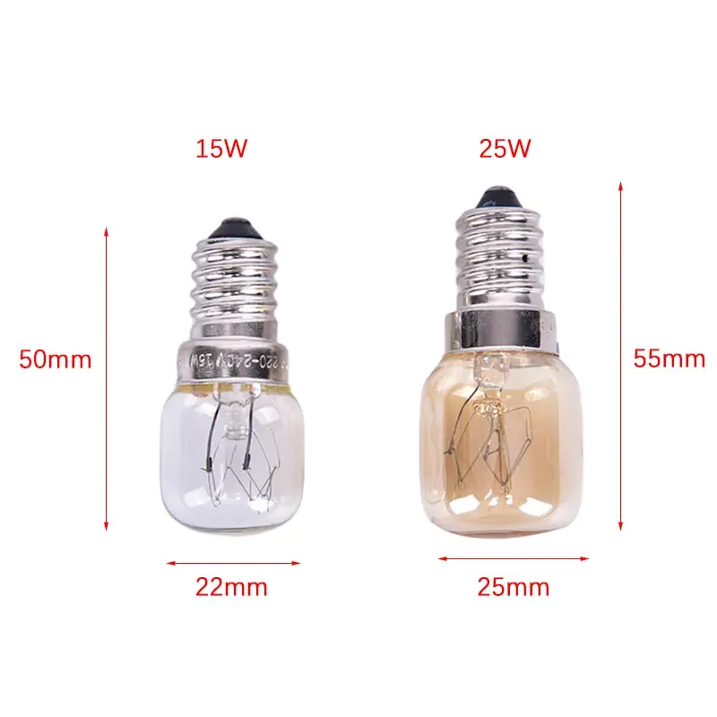 Ampoule à Filament de Tungstène pour Four à Micro-Ondes, Résistante à 220, Haute Température, 15W/25W, E14, 300 V