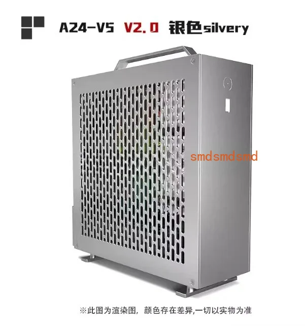 A24-V5 2.0 5L Mini ITX PC Case, Small Form Factor, Supports 1U PSU & Dual Slot GPU, Slim Desktop Chassis for Home/Office