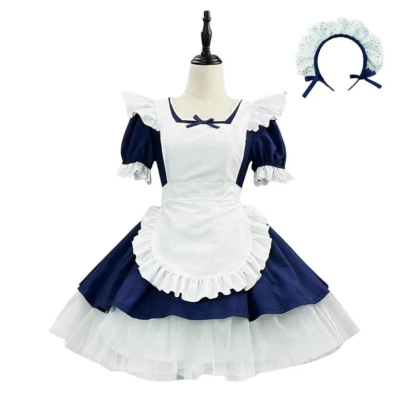 

S -5XL dark blue cute Lolita girl maid outfit woman anime waitress dress party cosplay stage costumes