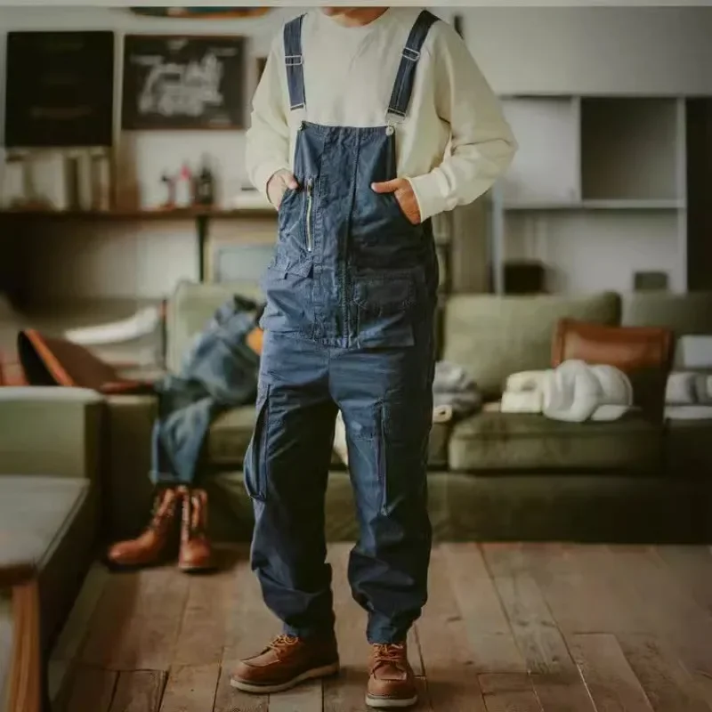 Trendy Marke Gerade Rohr Multi Tasche Arbeit Overalls männer Hellgrün Hip-hop Overall Paar Hosenträger Hosen