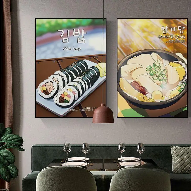 

Korean Cuisine Posters and Hanging Paintings, Fried Chicken, Sushi Restaurant Decorative Painting, Roast Meat Shop, Bibimbap