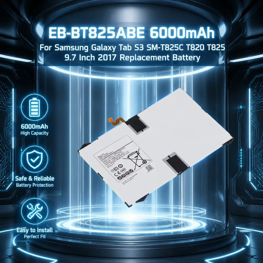 New EB-BT825ABE 6000mAh 3.8V Tablet Battery For Samsung Galaxy Tab S3 SM-T825C T820 T825 9.7 Inch 2017 Replacement Battery +tool
