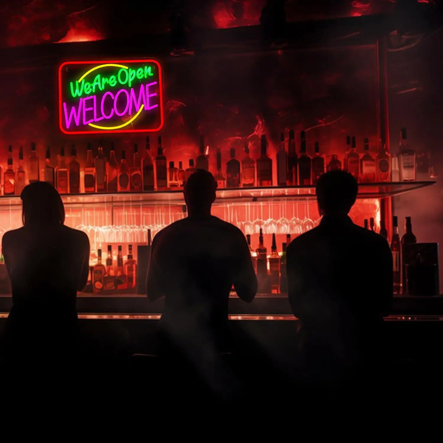 We Are Open Welcome Neon Sign USB Dimmable LED Light for Coffee Shop Bar Restaurant Salon Hotel Door Window Display Decoration