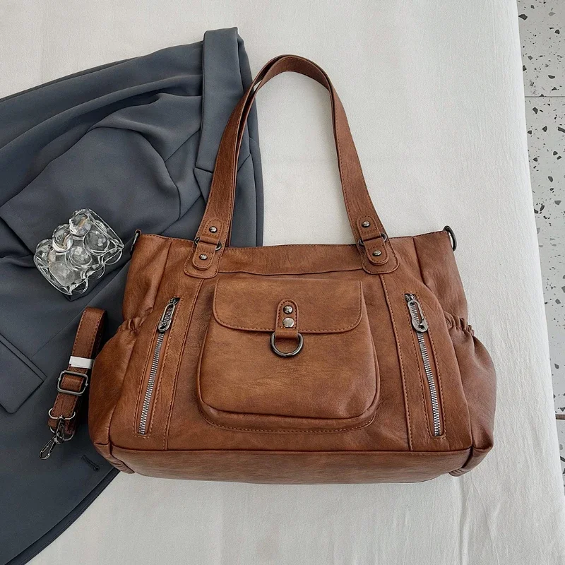

Women luxury handbags women bags designer Vintage Soft Leather Bags 2025 Fashion Satchel Motorcycle Bag Tote Bags messenger bag