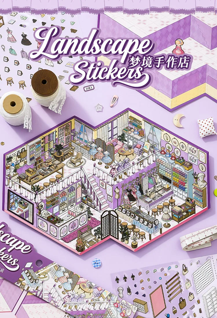 JIANQI Kawaii Store Operator 3D Audiovisueller Shop Landschaftsaufkleber DIY Taschenkabinen-Szene Festivalgeschenk – Detail 13