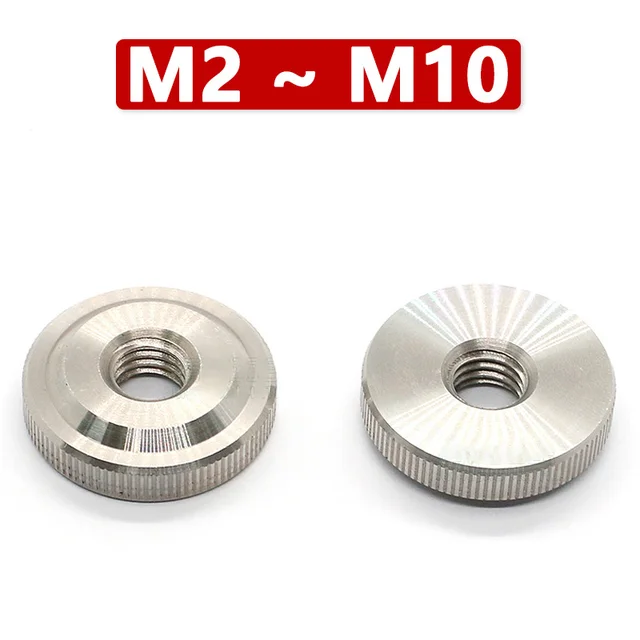 1-10 szt. Nakrętka radełkowana regulacyjna M2 M2.5 M3 M4 M5 M6 M8 M10 M12 ze stali nierdzewnej, okrągła, cienka, nakrętka samozabezpieczająca