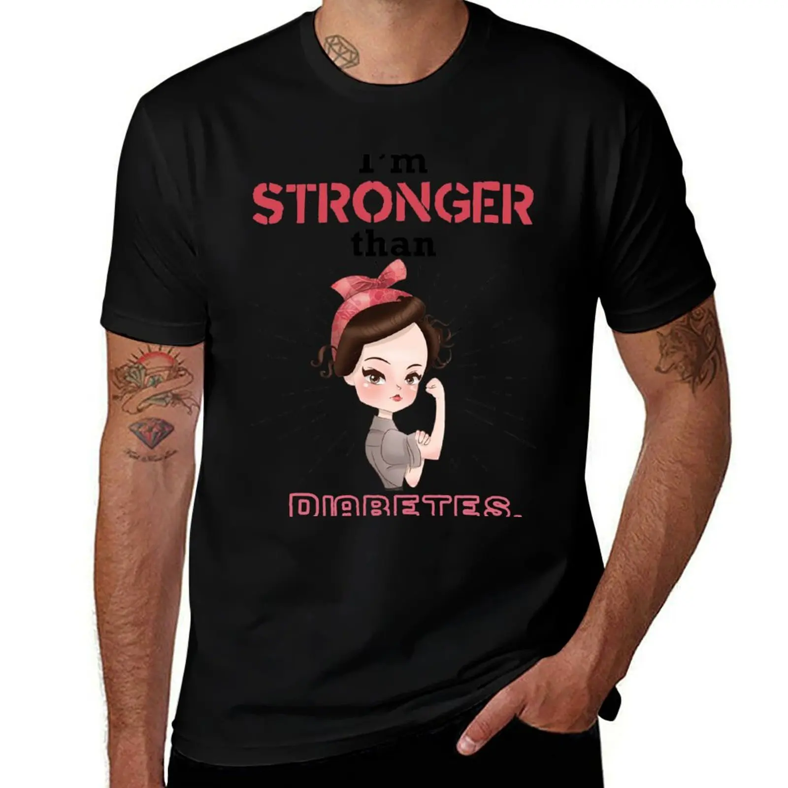I'm stronger than diabetes - diabetics type 1 t1d awareness T-Shirt Basic Solid Color Short Sleeve T-Shirt