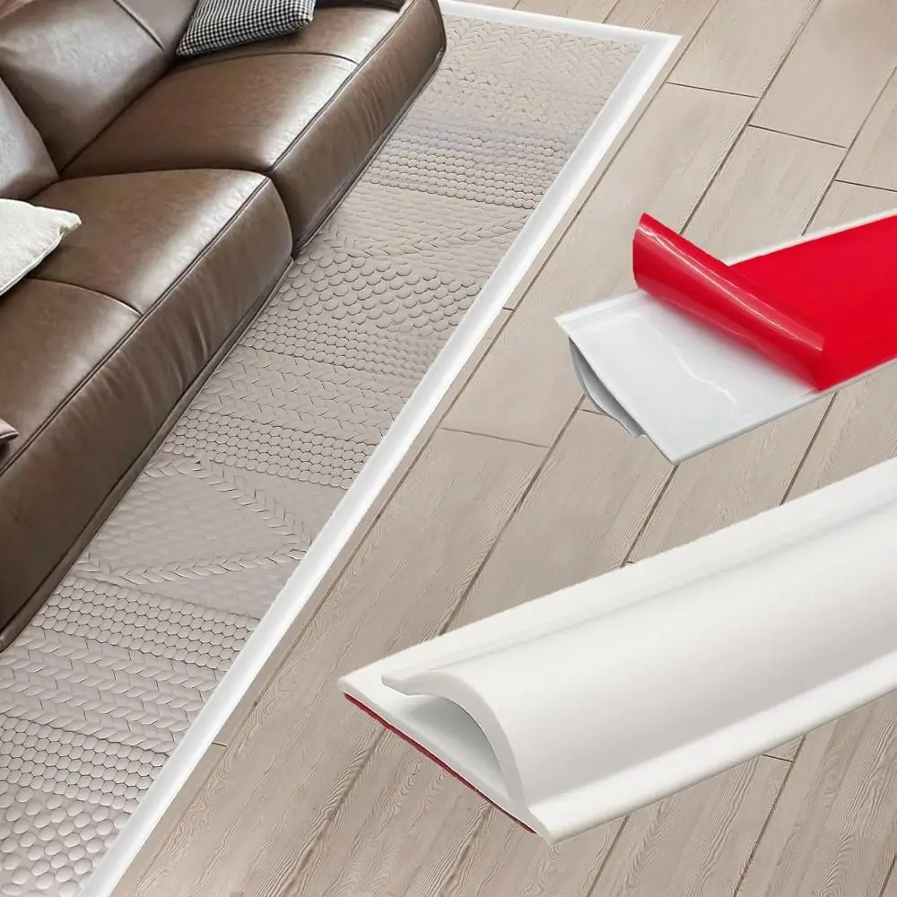 

PVC Carpet Edge Trim Strip Self Adhesive Cuttable Rug Edge Protector Flexible Safe Wood Tile Laminate Transition Cover Doorway