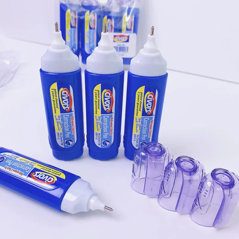 4 Pack Correction Fluid White Out Quick Drying Smudge Proof Non Toxic For Paper Office School Supplies