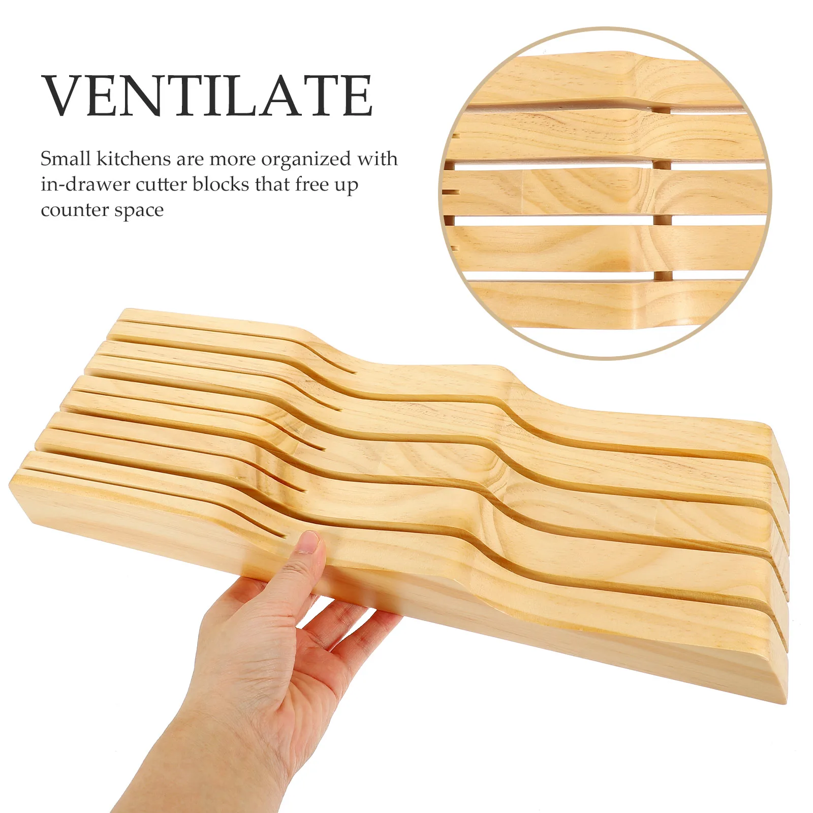 

Beech Wood Knife Holder Storage Block for Kitchen Drawer Rack Utensils In drawer Knives ganizers Home Storage