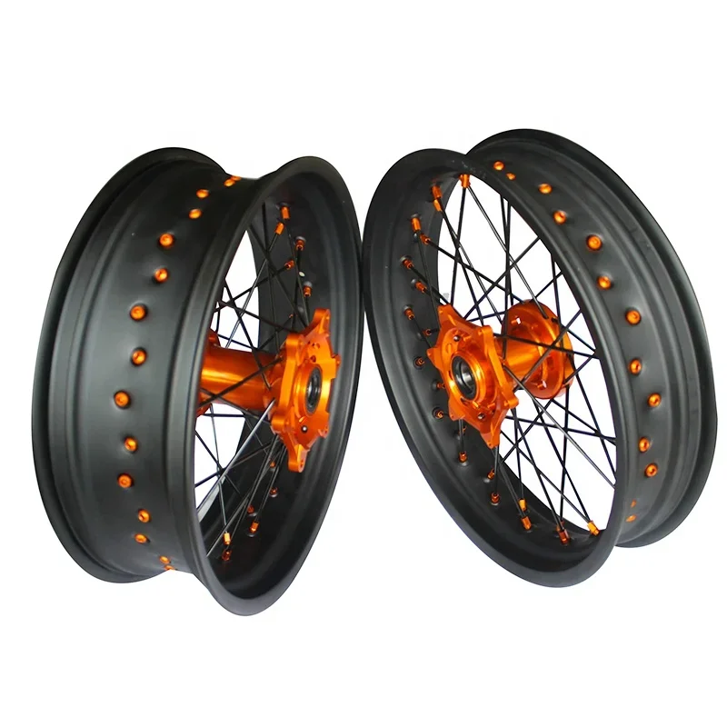 17 Inch 36 Spokes Matte Black Rim Anodization Alloy Motorcycle Spoke Wheels Supermoto Wheels For KTM EXC SXF SX 250 300 450