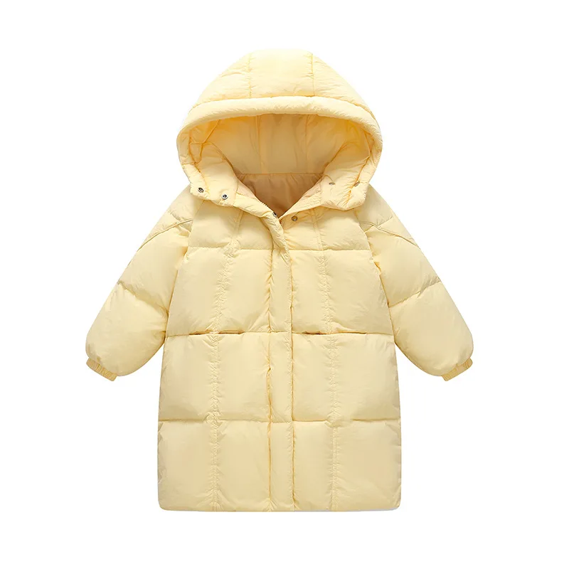 2026 new children\'s letter printed down jacket boys\' and girls\' medium and long cotton jacket baby wash free thickened warm jack