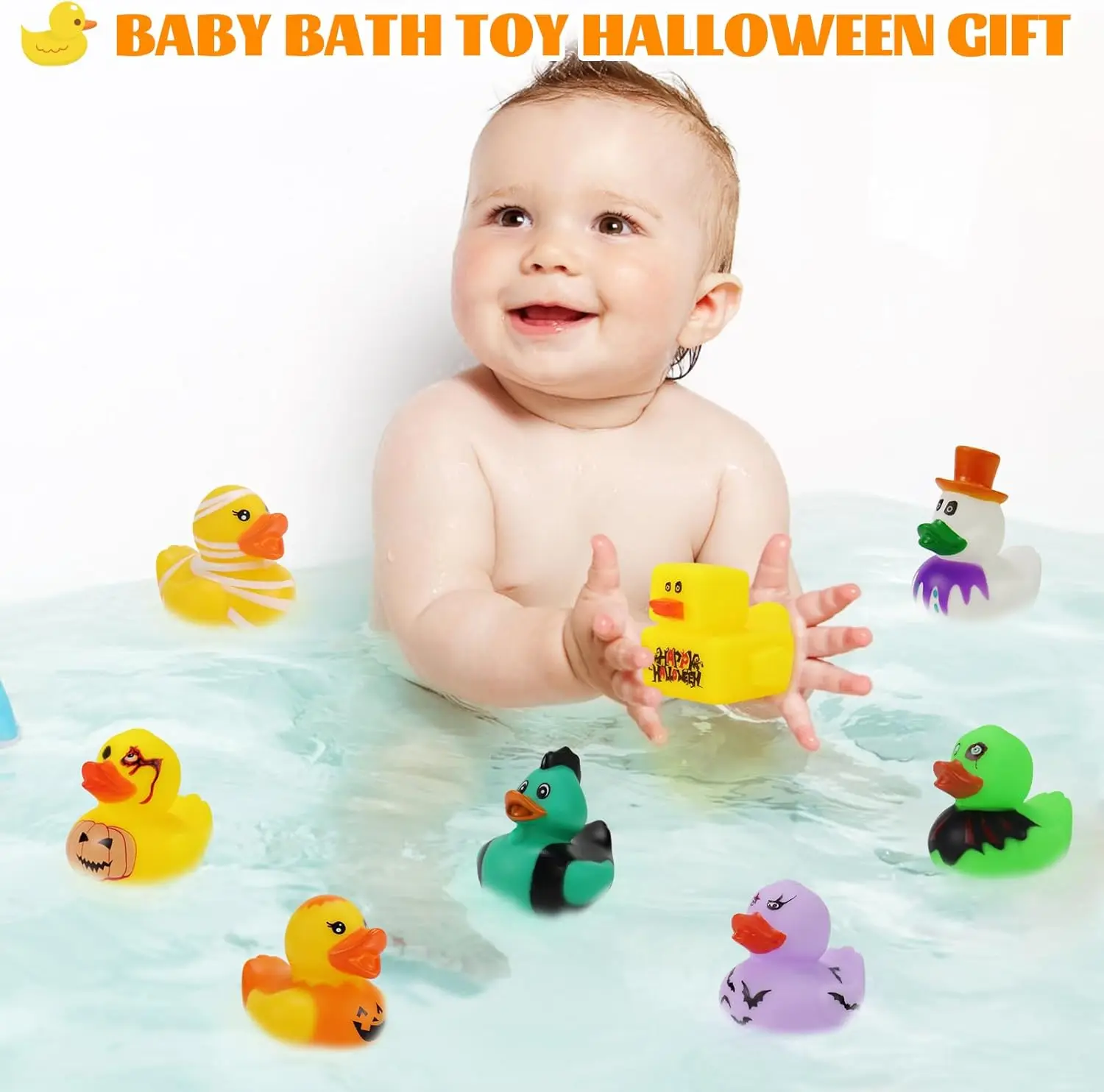 Anatra di Halloween per Jeep Ducking, assortimento anatra di gomma di Halloween per bambini giocattoli da bagno per riempitivi dolcetto o scherzetto