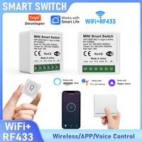 Tuya WiFi+RF433 Smart Switch No Wiring Stick-on Wireless Remote Control Relay Module Work With Google Home/Alexa