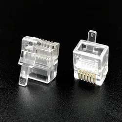 20PCS RJ12 Connector Left Buckle RJ11 6P6C Plug DIY 6-core Cable UTP Modular Plug