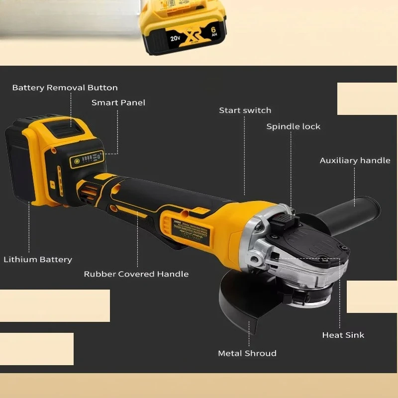 Adatto per Dewalt DCG406 (125 mm, M14) - Smerigliatrice angolare a batteria senza spazzole ad alte prestazioni da 20 V - Taglio e lucidatura superiori