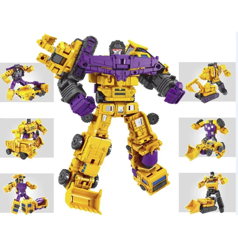 Modelo de robô transformável 6 em 1, interruptor de forma dupla, conjunto de brinquedos de veículo de engenharia, brinquedo educacional para crianças, presente de aniversário