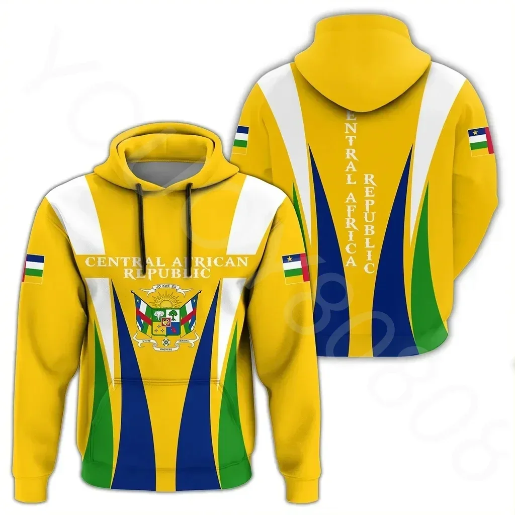 

Africa Zone Men's Hoodie Vintage Harajuku Retro Sport Fashion Print Hoodie - Central African Republic Zip Hoodie - Apex Style