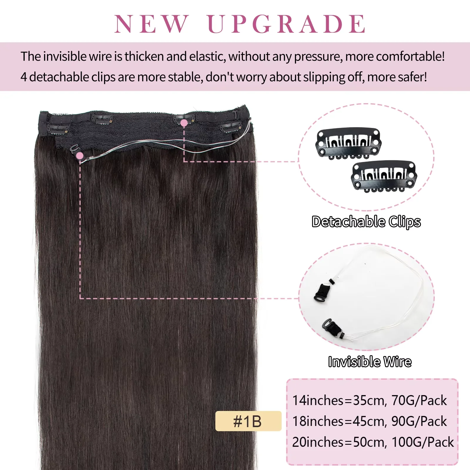 MRSHAIR Clip nelle estensioni dei capelli umani Linea invisibile del filo di pesce 4 clip Estensioni dei capelli naturali reali 12-24 pollici per donna