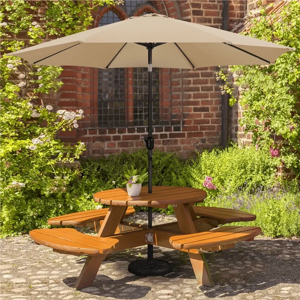 

10ft Outdoor Umbrella Patio Market Umbrella With Crank Push Button Tilt UVResistant Garden Parasol AllWeather Heavy Duty Table