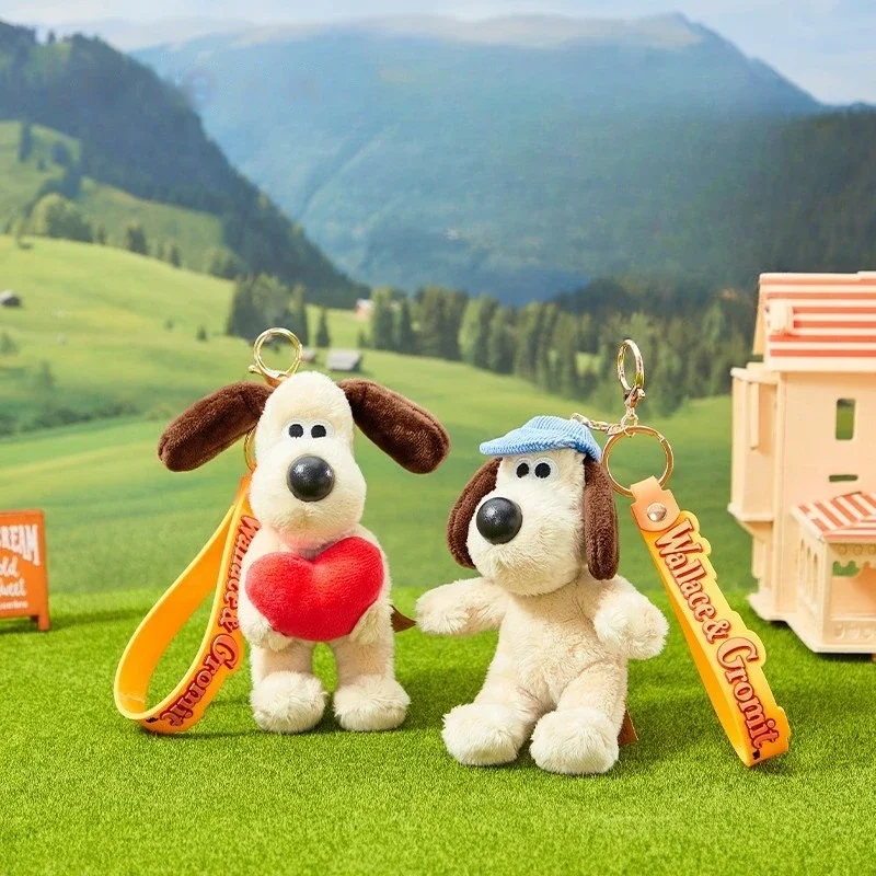 Grappige schattige hond Gromit pop pinguïn Wallace speelgoed cartoon gevulde hond tas hanger sleutelhanger anime schattige puppy verjaardag kerstcadeau