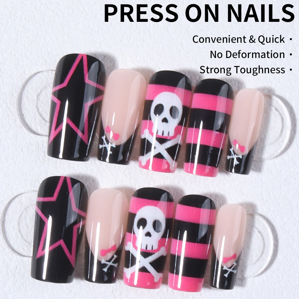 24-piece long coffin-shaped fa - Nail Art Y2K recension och pris