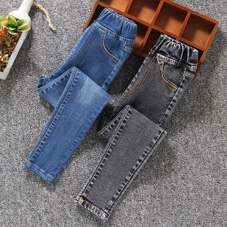 2023 spring summer Teenager Girls Jeans Children Fashion STRAIGHT Pencil Pants 5 6 7 8 9 10 11 12 13 14 Years Baby Trousers Kids