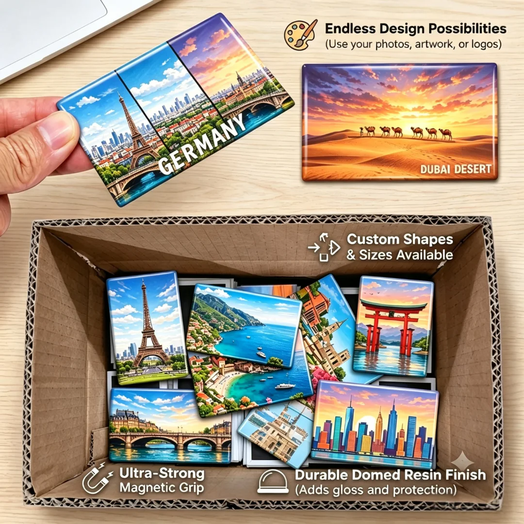 Custom Tinplate Photo Fridge Magnet Creative Personality OEM Custom Printed Tinplate Fridge Magnets with Various Patterns