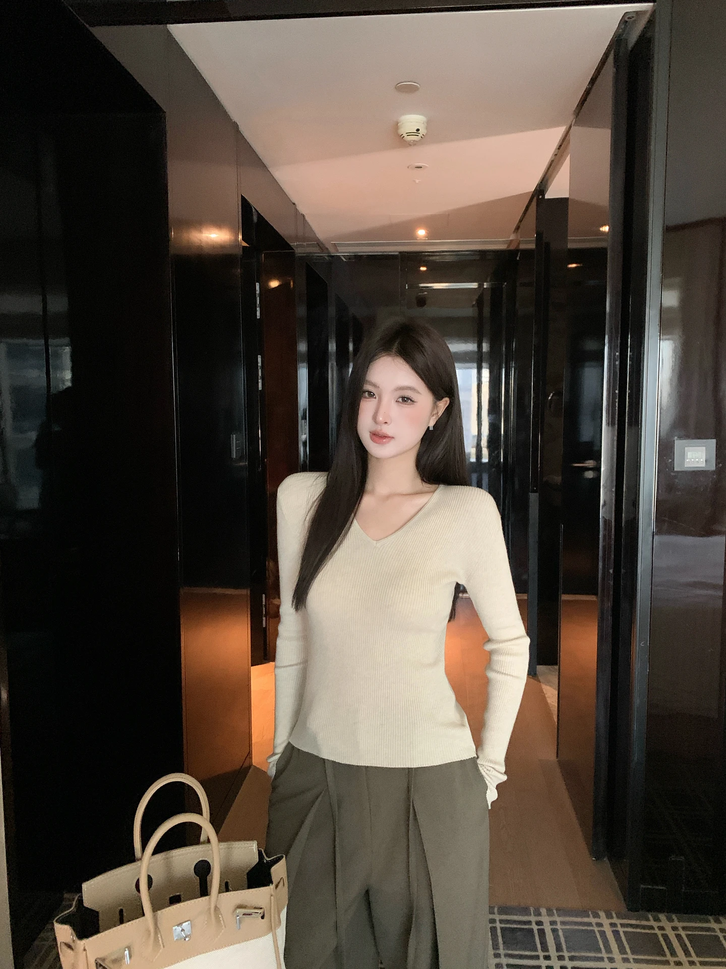Slim Fit Long Sve V-Ne Knitwear Women's Base Layer irt Autumn Winter Casual Sle Faionable Color Top