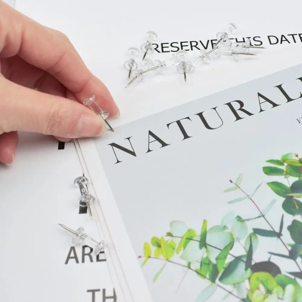 100pcs New Clear Transparent Push Pins Plastic Map Chart Thumb Tacks Creative Annotation Cork Board Drawing Pins