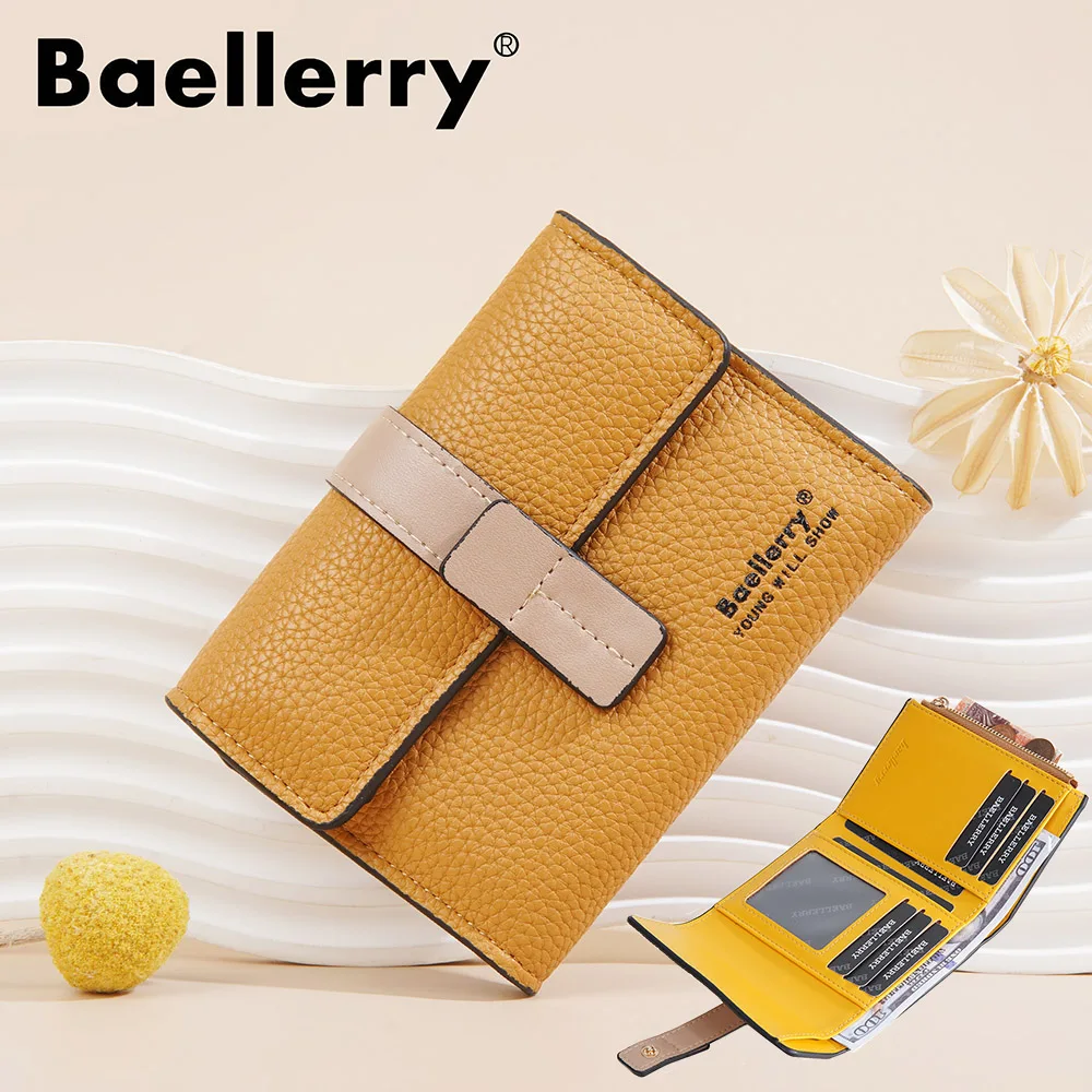 

Baellerry New Short Women Wallets Classic Simple Card Holder Zipper Female Money Clips Coin Pocket Women Purses