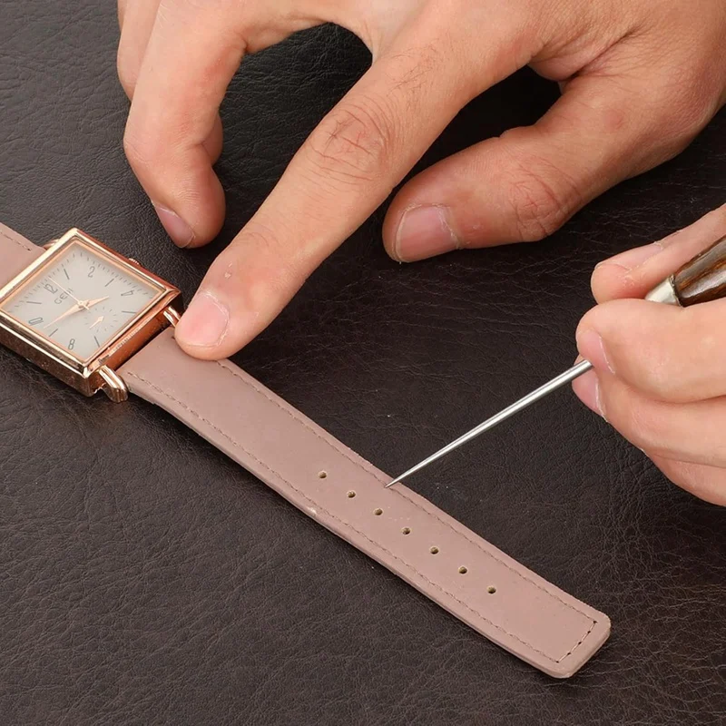 Awl أداة 3 قطعة مجموعة أدوات Awl الجلود خدش Awl أداة خياطة الخياطة الخرامه مع مقبض خشبي ثقب أدوات إبرة Awl