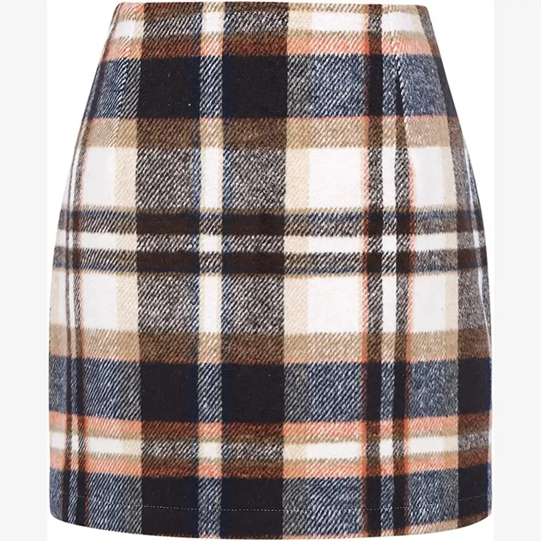 

Ele High Waist Plaid Woolen Pencil Skirt for Women Tight Fit Ciwalk Suitable Mid-Year Cotton 00% Fabric