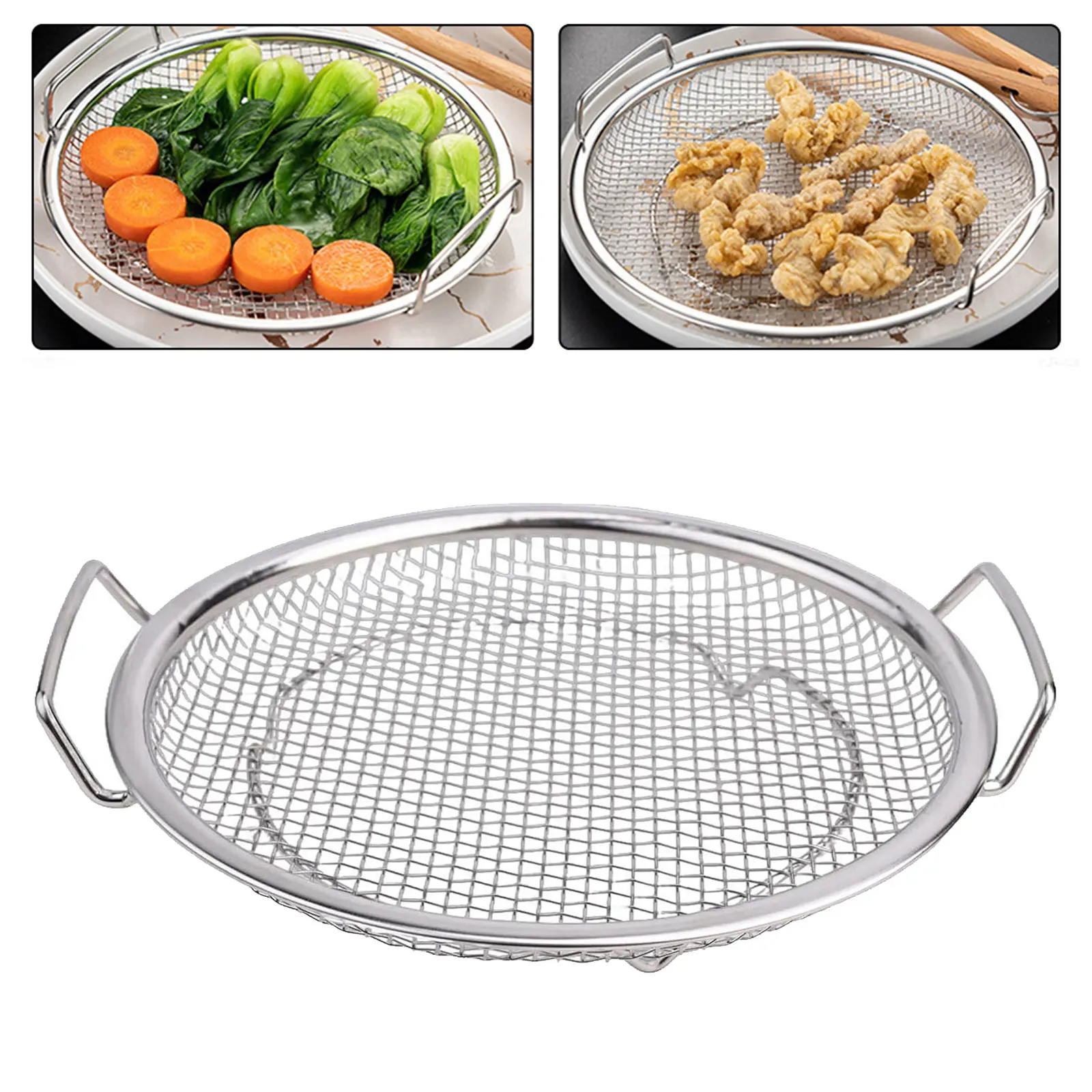 Premium Stainless Steel Oil Remnant Filter Double-ear Design Efficient Frying Net Oil Filter Grid Kitchen Tools Gadgets