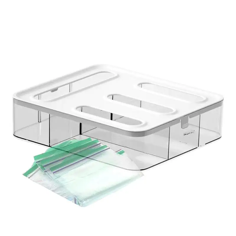 Kitchen Drawer Organizer Clear Bag Storage Dispenser Food ziploc Bag Holders Compatible with Gallon Quart Sandwich & Snack