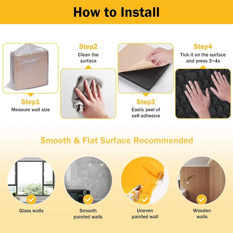 

Hot Sale 12 Pack Sound Proof Foam Panels For Wall 2X12x12inch High Density Soundproof Wall Panels Self-Adhesive Fast Expand