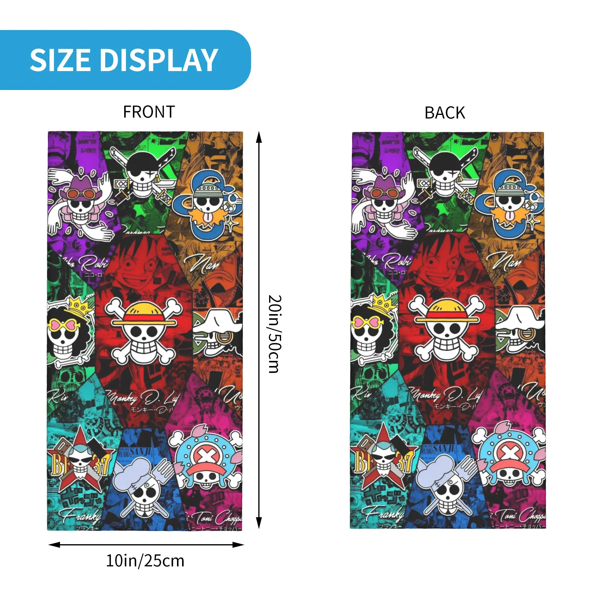 قطعة واحدة من قناع أنيمي مانغا لوفي، إكسسوارات وشاح للرقبة، باندانا، أغطية رأس رياضية خارجية متعددة الوظائف للرجال والنساء