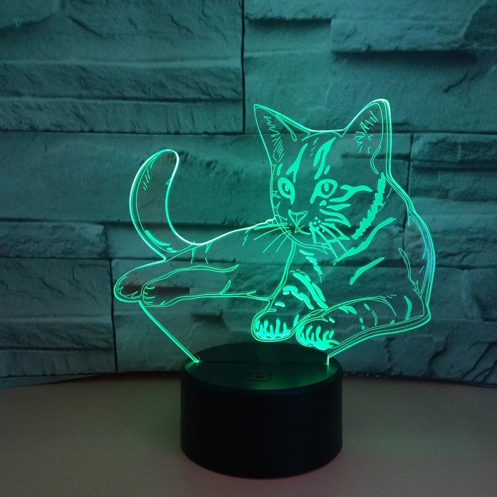 Colorful 3d Voltage Cat 3d Table Lamp  Acrylic Vision Stereo Touch Usb Table Lamps For Living Room Moderne Desk Lamp