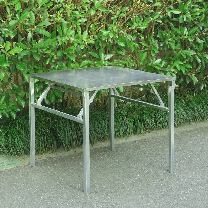 80x80cm Folding Square Table - 72cm Height, Zinc-Plated Legs & Spring Steel Frame - Durable, Scratch-Resistant for Picnic, Garde